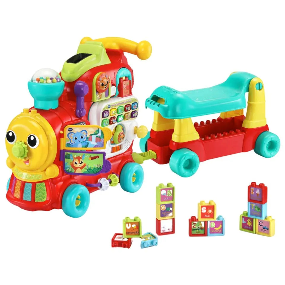 VTech – 4in1 Alphabet Train | Interactive Ride-On, Walker, Pull Cart, Educational Toy for Toddlers | Includes Blocks, Letters, Numbers & Activity Panel | Ages 1-5