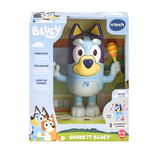 VTech Bluey Shake It Bluey (Blue) | Interactive Toddler Toy with Music, Sounds and Phrases from the TV show, Educational Learning | Ideal Gift for Kids 3, 4, 5 + Years