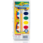 Crayola Washable Watercolors Pans with Plastic Handled Brush, 16 Count