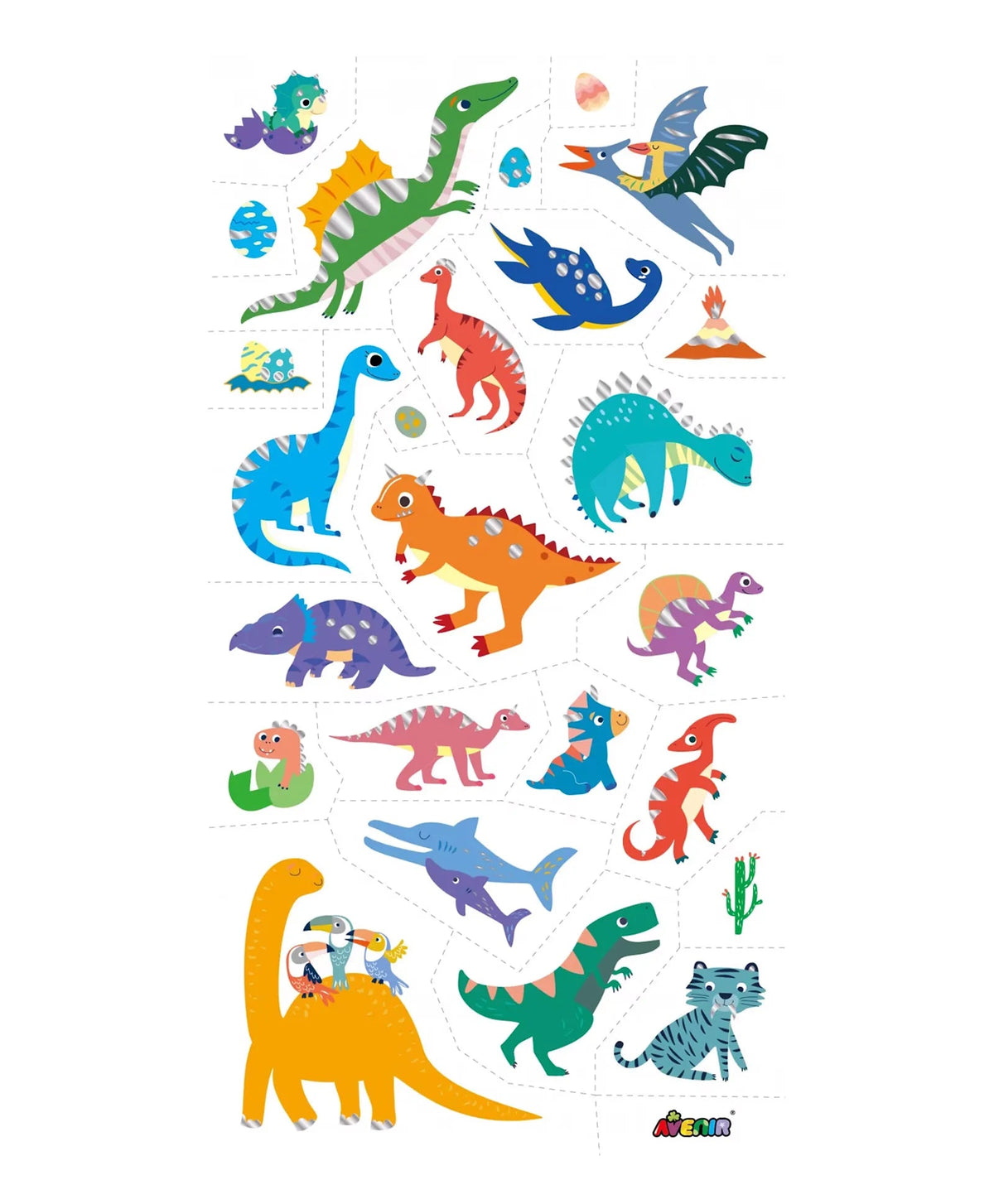 Avenir Tattoo Sticker - Dino | 52pc Set of Temporary Tattoos - High-Quality Water-Based Ink - Safe and Easy to Apply and Remove - Lasts 3-5 Days for Kids 3+