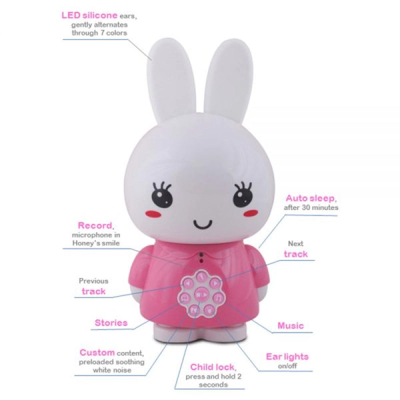 Alilo - Honey Bunny, G6 – Pink | With over 60 popular nursery rhymes and bedtime stories | Night Light for Kids, Rechargeable | 10 M+