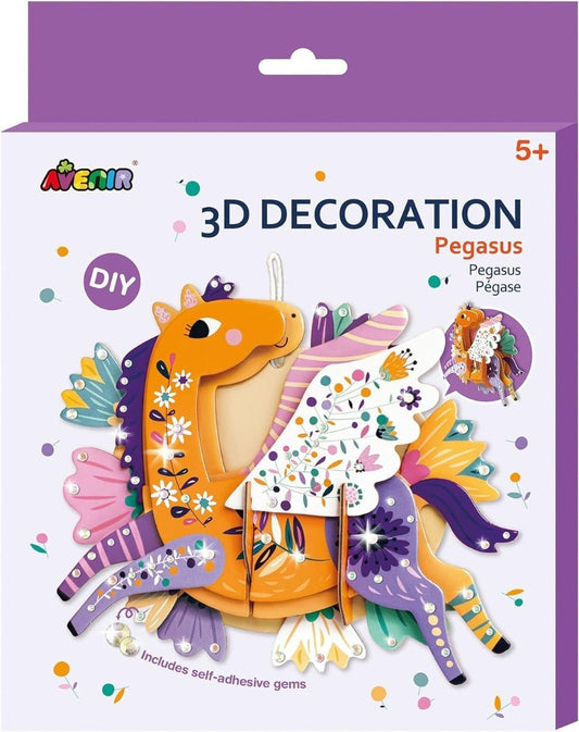 Avenir 3D Decoration - Pegasus Kit | Turn Your Wall into a Zoo! Create 3D Decorations with Pre-Cut Cardboard Puzzle Pieces | Thoughtful and Creative Gift Option for Kids 3+