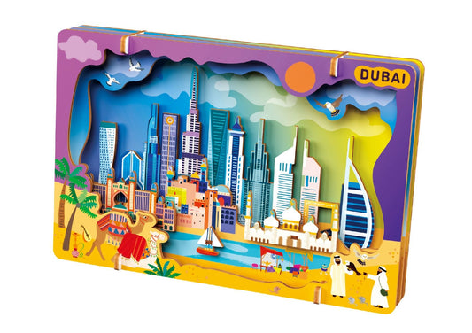 Avenir - Let’s Travel Together 3D Cityscape Puzzle – Dubai Wooden DIY Model Kit | Build Famous Landmarks with Illustrated Guide | Educational Travel Gift for Kids & Adults