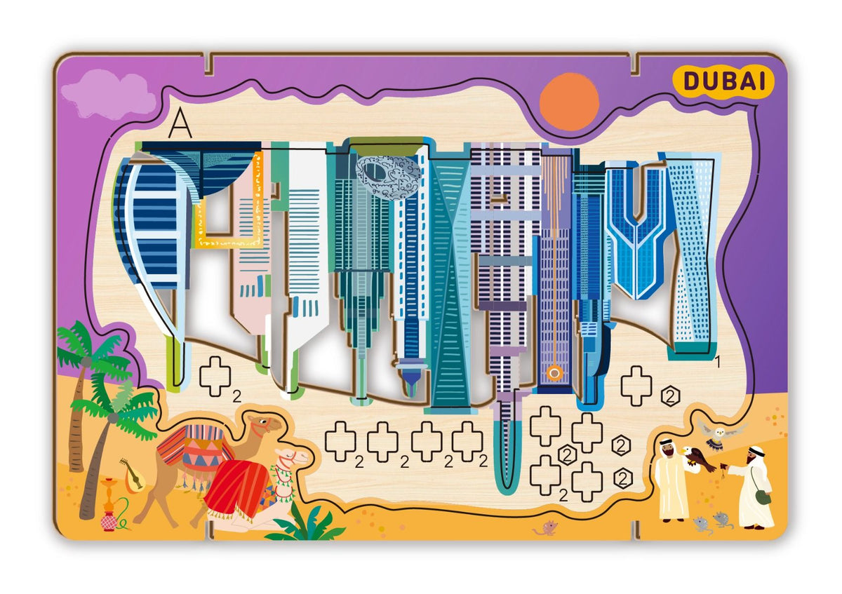 Avenir - Let’s Travel Together 3D Cityscape Puzzle – Dubai Wooden DIY Model Kit | Build Famous Landmarks with Illustrated Guide | Educational Travel Gift for Kids & Adults