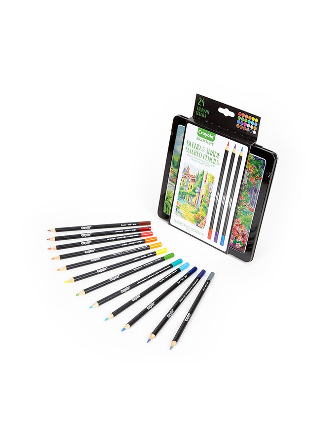 Crayola Signature Blend & Shade Colored Pencils with Tin, 24 Count