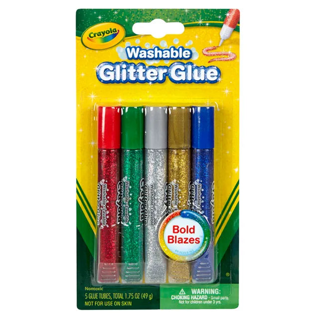 Crayola - 5 ct. Washable Glitter Glue, Bold Blazes