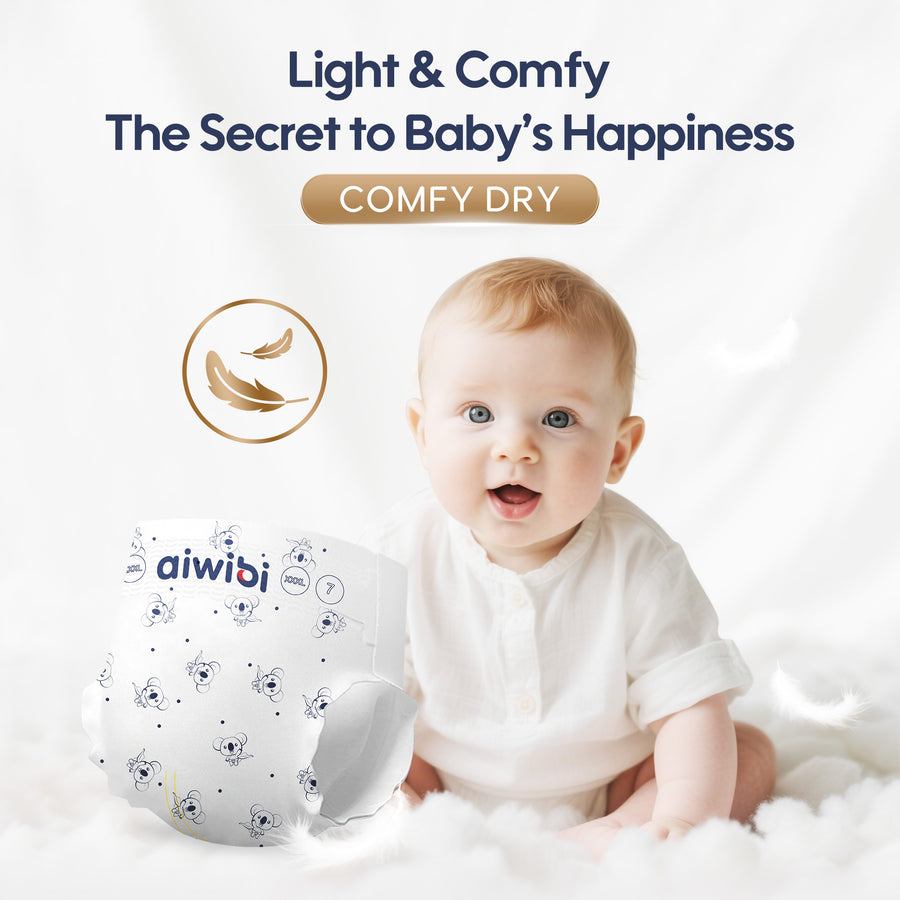 Aiwibi Comfy Dry Baby Diapers, Size 4, L 9-14kg, 44 Pieces