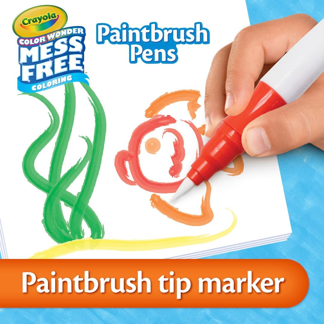 Crayola Color Wonder Paintbrush Pens – 8 Mess Free Paint Pens for Kids, Ages 3+