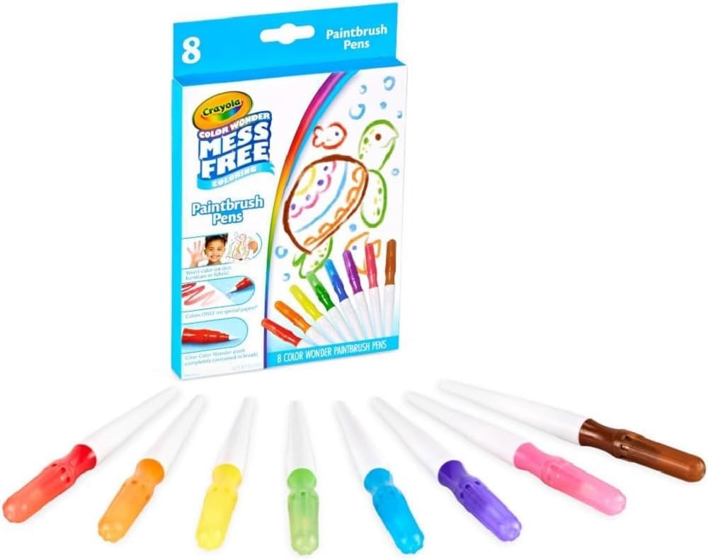 Crayola Color Wonder Paintbrush Pens – 8 Mess Free Paint Pens for Kids, Ages 3+