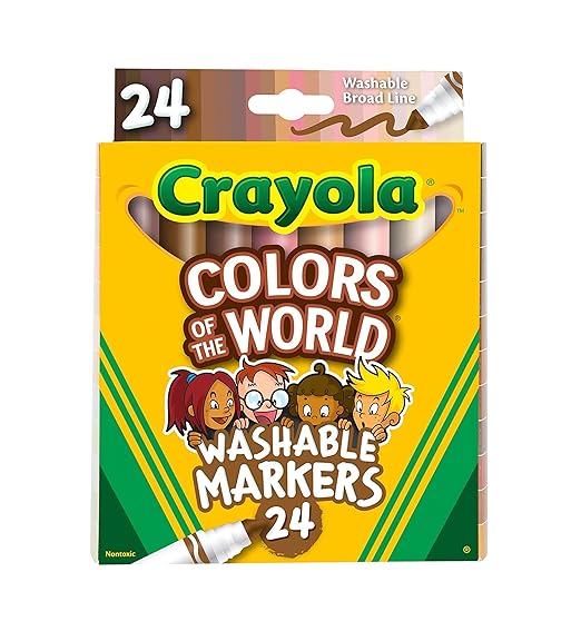 Crayola Colors of the World Fine Line Washable Skin Tone Markers, 24 Count