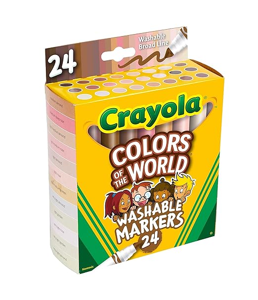 Crayola Colors of the World Fine Line Washable Skin Tone Markers, 24 Count