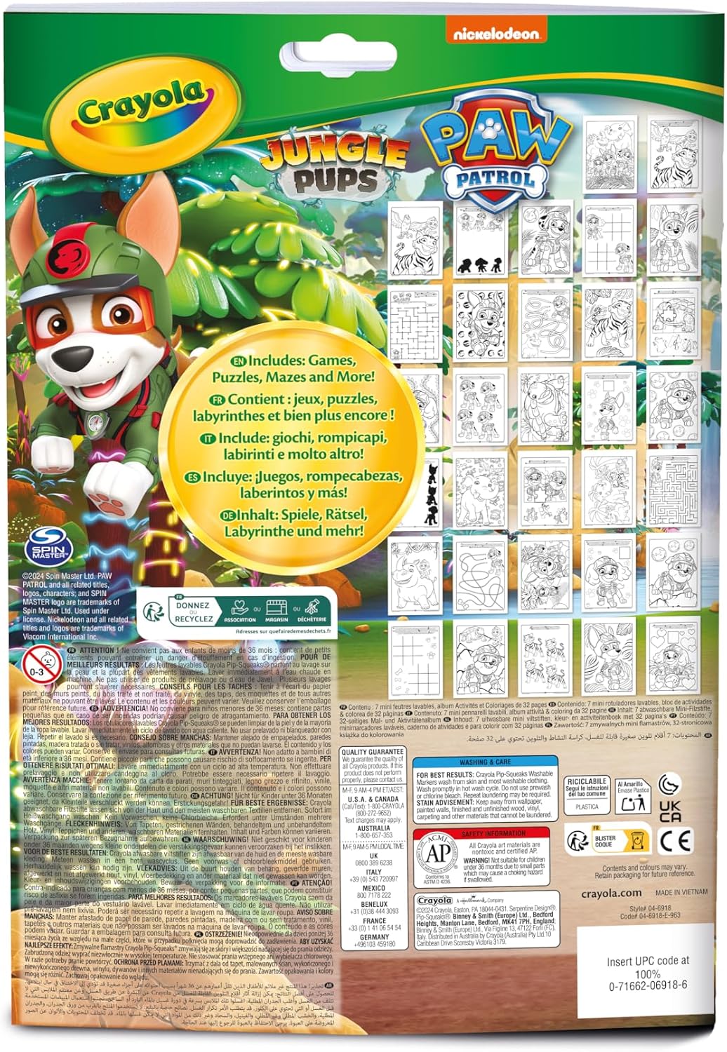 Crayola -  Giant Colouring Book - Paw Patrol Jungle Pups | 18 Pages of Paw Patrol Colouring Fun | includes 100 Stickers | Ideal for Kids Aged 3+