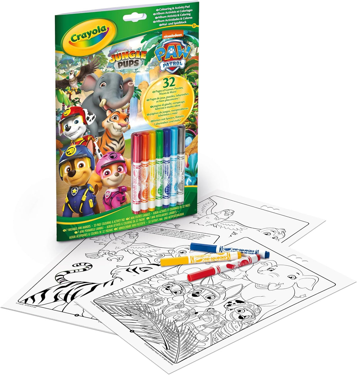 Crayola -  Giant Colouring Book - Paw Patrol Jungle Pups | 18 Pages of Paw Patrol Colouring Fun | includes 100 Stickers | Ideal for Kids Aged 3+