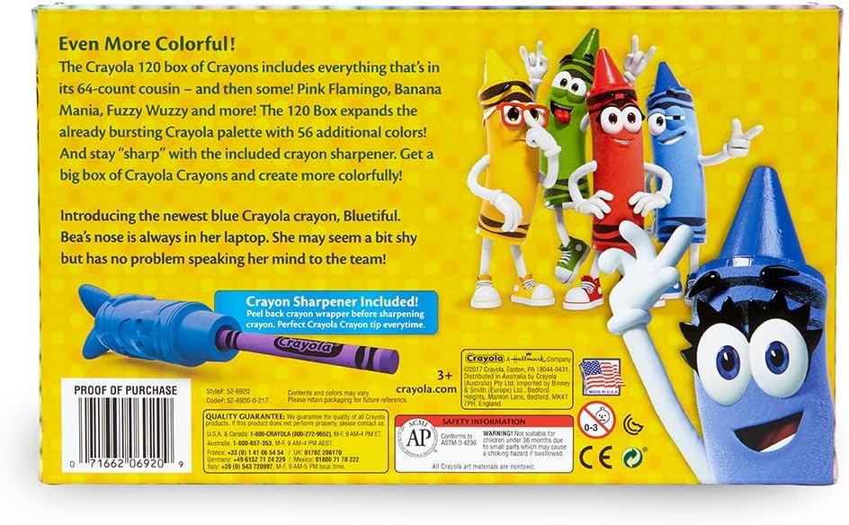 Crayola Standard Crayons, Assorted Colors, Box Of 120 Crayons