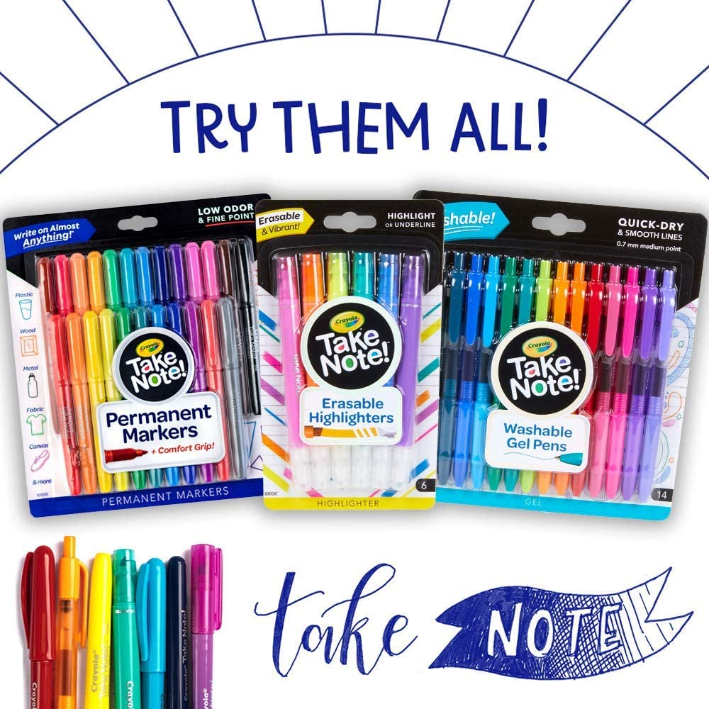 Take Note Washable Felt Tip Pens, 6 Count
