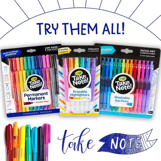 Take Note Washable Felt Tip Pens, 6 Count