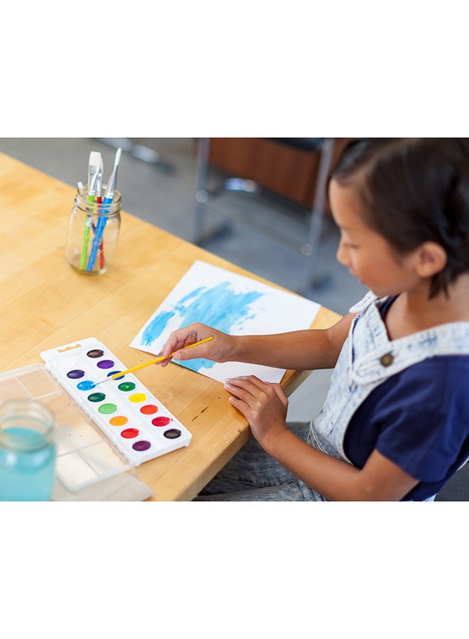 Crayola Washable Watercolors Pans with Plastic Handled Brush, 16 Count