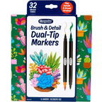 Crayola Brush & Detail Dual-Ended Markers, 16 Count – Blendable Art Markers with Brush and Fine Tips for Drawing, Lettering & Coloring