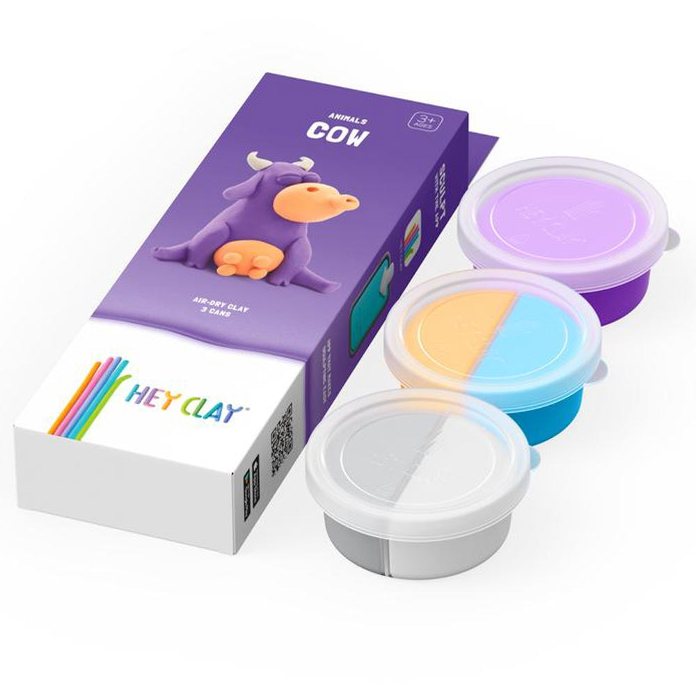 HEY CLAY – DIY Cow Plastic Creative Modelling Air-Dry Clay For Kids 3 Cans