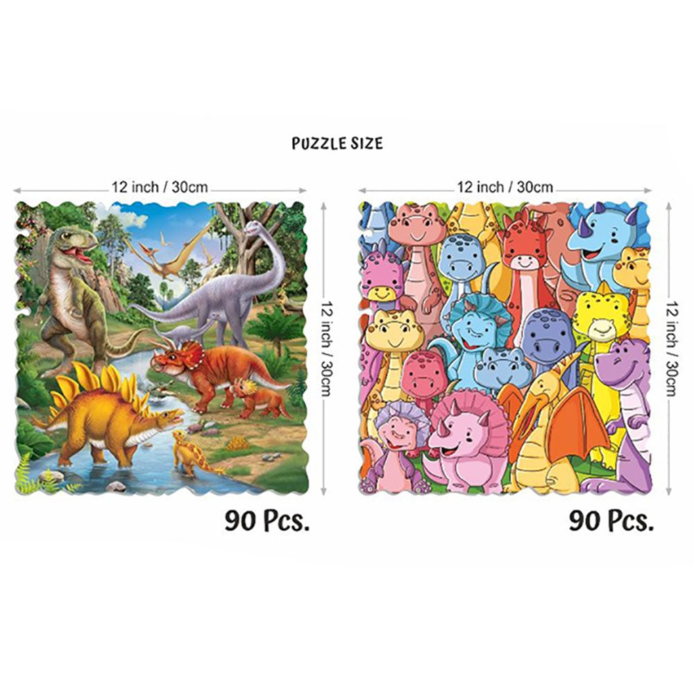 Unik Play - Go Crazy Jigsaw Puzzle | Attractive Cartoon Print Puzzle | 2 Puzzle Trays - Dino | Kids and Adults 6+