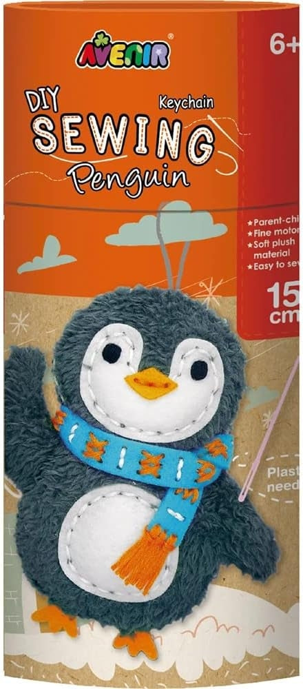 Avenir Sewing My First Doll - Penguin Kit | Create a Super Soft Panda, Develop Motor Skills & Creativity | Safe and Educational - Trusted Art, Learning, and Entertainment for Kids 3+