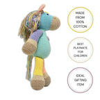 Happy Threads Handmade Crocheted Cute Handmade ATLAS Pony (13 inch) – Multicolour  | Crochet Toys | Child Safe | for Babies 6 Months & Above | Dolls for Boys/Girls| For Birthday Gift | Decorative Items for Room