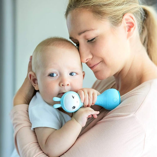 Alilo – Smarty Shake & Tell Rattle, R1 - Smarty Blue | Music, Stories, & Color Learning for Babies | Hi-Fi Sound, Light-Up Ears, USB Charging | 0+