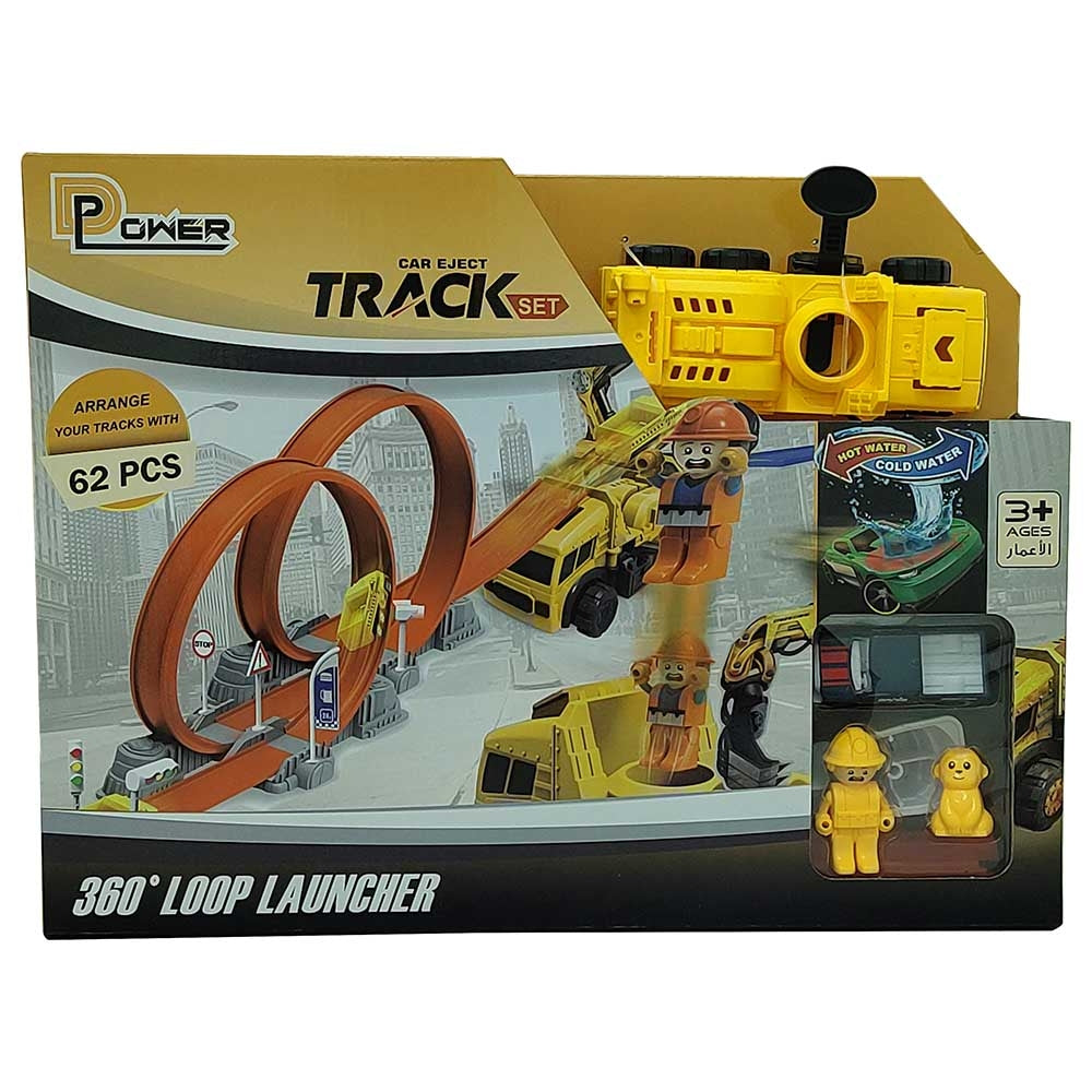 D-POWER – Ejection Track Set & Colour Changing Car | DIY Free Build Track, 360 Loop Launcher, Launch Pad | 62pc Set, Kids Age 3+