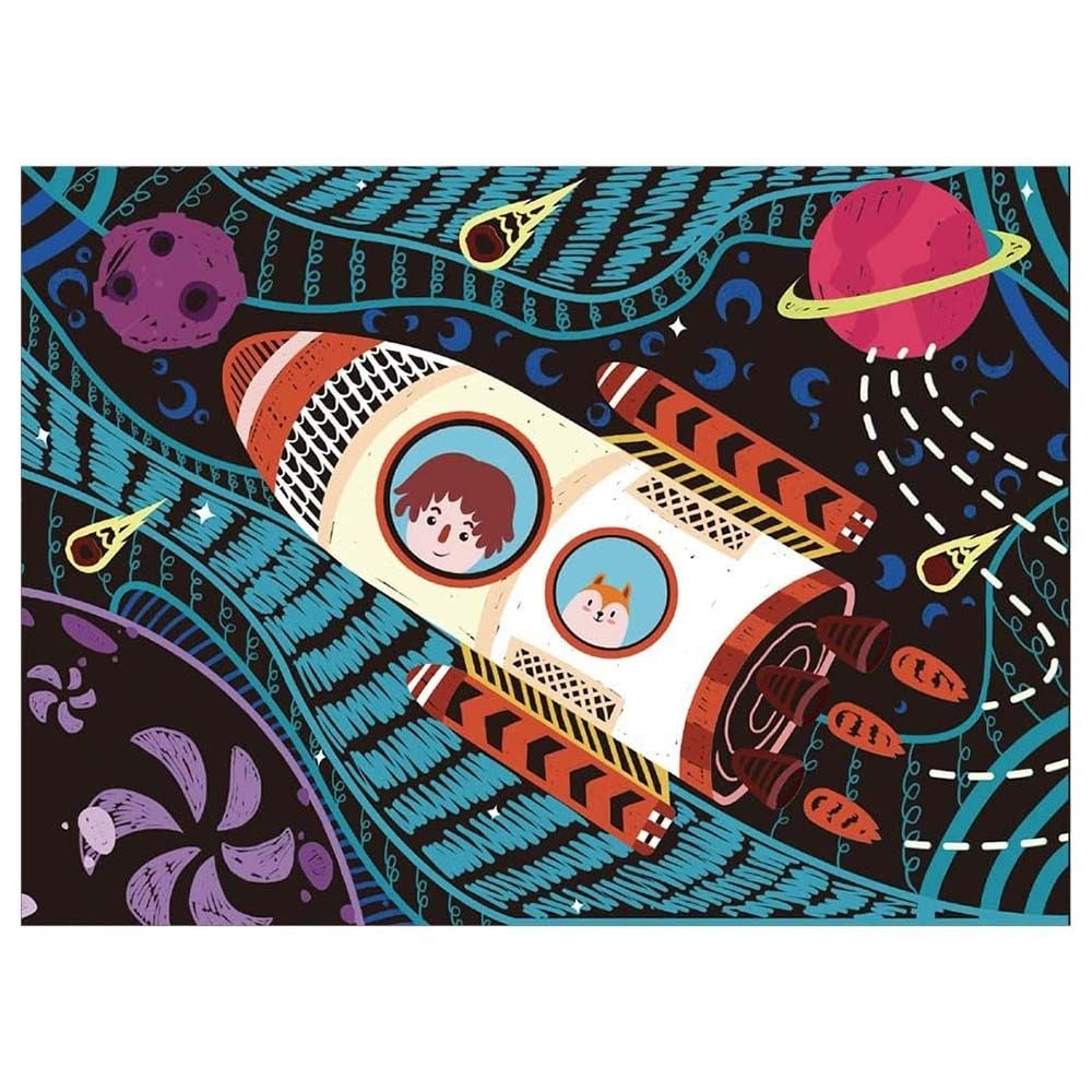 Avenir Scratch Art Kit – Space | Unleash Creativity with Vibrant Drawings! 4 Themed Scratch Boards and Scratch Tool | Watch Brilliant Colors Unfold, Engaging Activity for Young Artists 3+