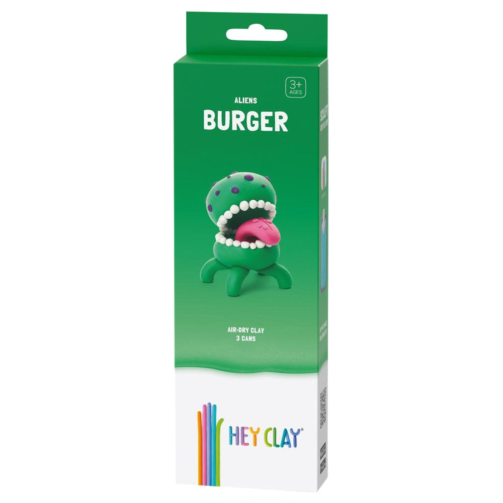 HEY CLAY – DIY Burger Plastic Creative Modelling Air-Dry Clay For Kids 3 Cans