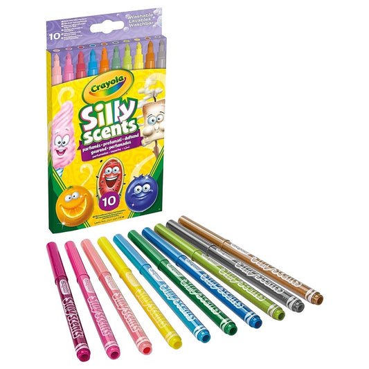 Crayola - Silly Scents Slim Scented Washable Markers | 10 Aromatic Markers for Kids' Artwork - Scribble and Sniff, Drawing Fun | Non-Toxic, Suitable for Ages 3+