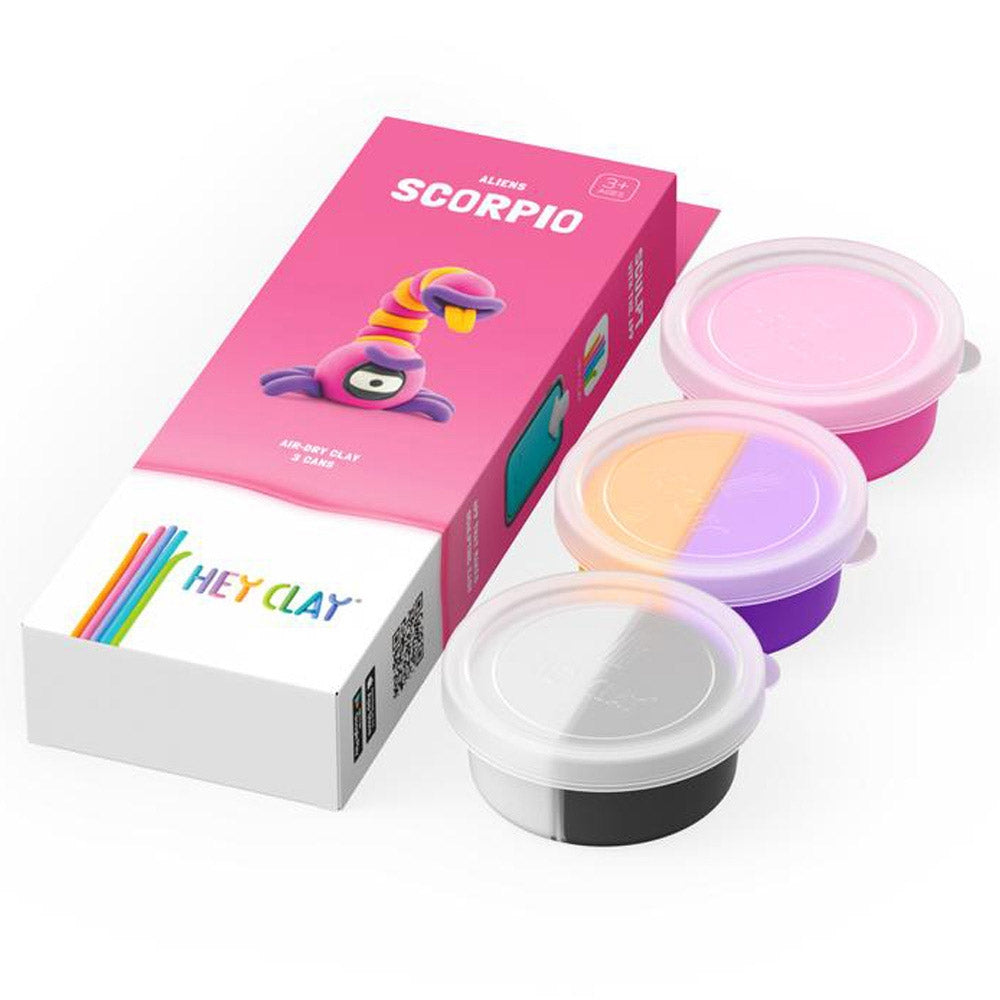 HEY CLAY – DIY Scorpio Plastic Creative Modelling Air-Dry Clay For Kids 3 Cans