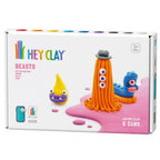 HEY CLAY -DIY Beasts: Worm, Ginger, Drop Plastic Creative Modelling Air-Dry Clay For Kids 6 Cans