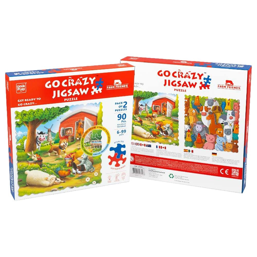 Unik Play - Go Crazy Jigsaw Puzzle | Attractive Cartoon Print Puzzle | 2 Puzzle Trays - Farm | Kids and Adults 6+