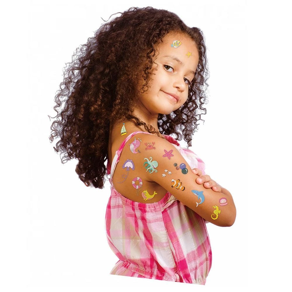 Avenir Tattoo Sticker - Sea Animal | 52pc Set of Temporary Tattoos - High-Quality Water-Based Ink - Safe and Easy to Apply and Remove - Lasts 3-5 Days for Kids 3+