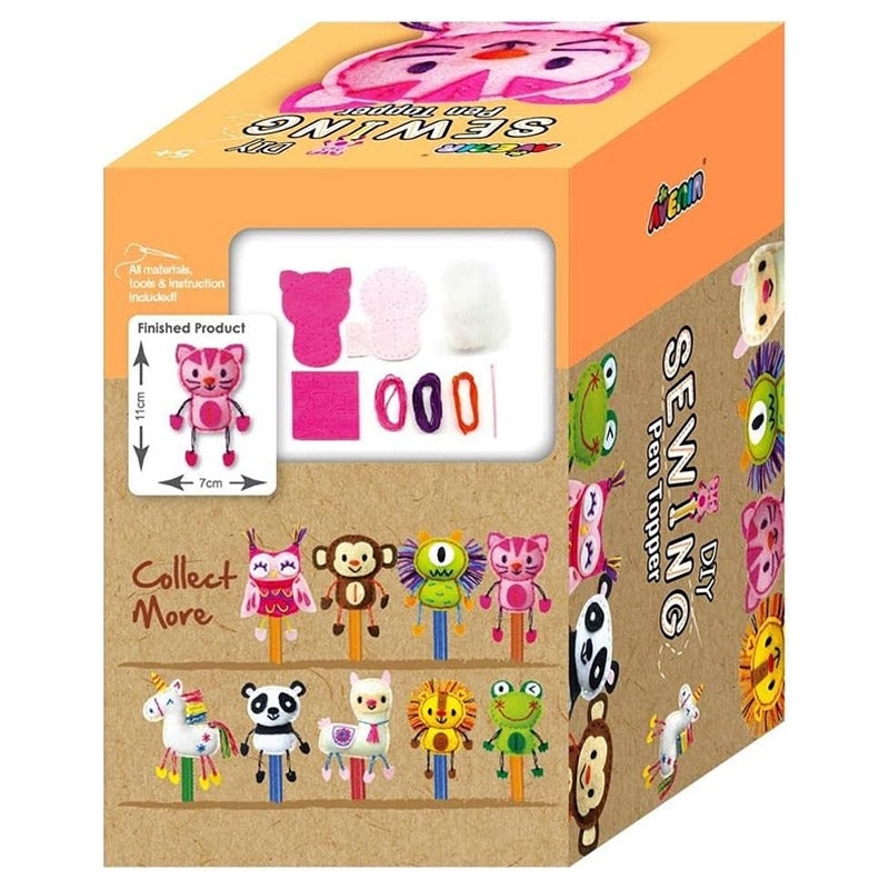 Avenir Sewing Pen Topper - Kitty | DIY Pen Topper Friend Sewing Kit - Hours of Entertainment & Creativity | Tools & Instructions Included, Easy and Fun Activity for Kids +