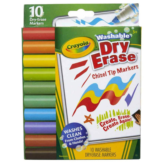 10 Ct Wedge Tip Dry-Erase Markers, Washable