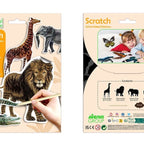 Avenir - Natural Creation Scratch Safari Animals Stickers – Lion, Elephant, Giraffe, Crocodile | Creative Scratch Art Sticker Kit for Kids | Educational Animal Fun