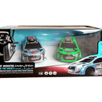 D Power – Rally Monster (Twin Pack) | RTR, 2 Radio Remote Control Car for Kids | 1:26 Scale, Dual Frequency Radio Channel, All Way Movement RC Car | White / Green Asst.