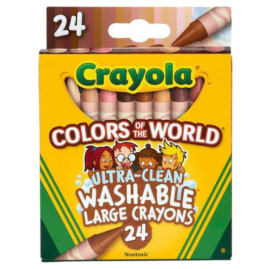 24 Ct Large Ultra-Clean Washable Crayons, Colors of the World