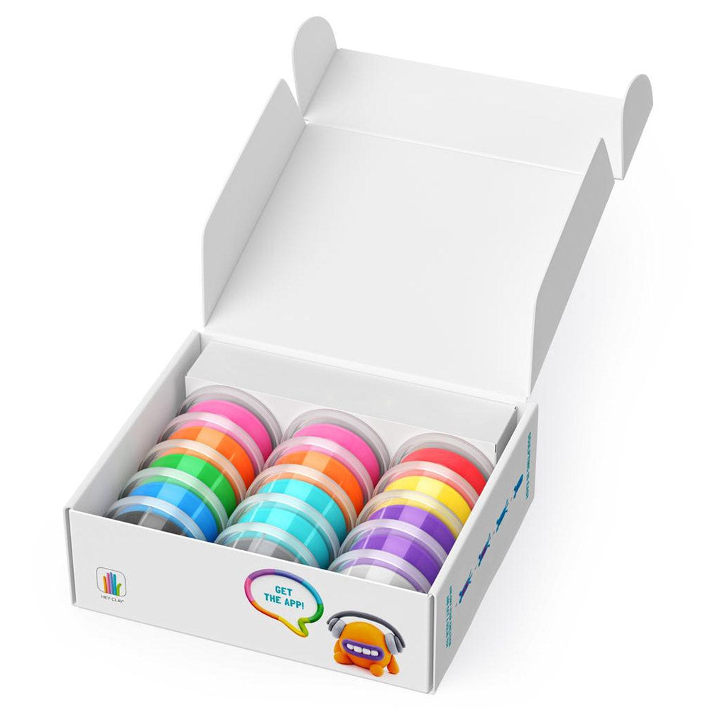 HEY CLAY - Aliens Set-Colourful Modeling Kids-Air Dry Clay Kit 15 cans and Sculpting Tools with Fun Interactive Instructions App, Multicoloured