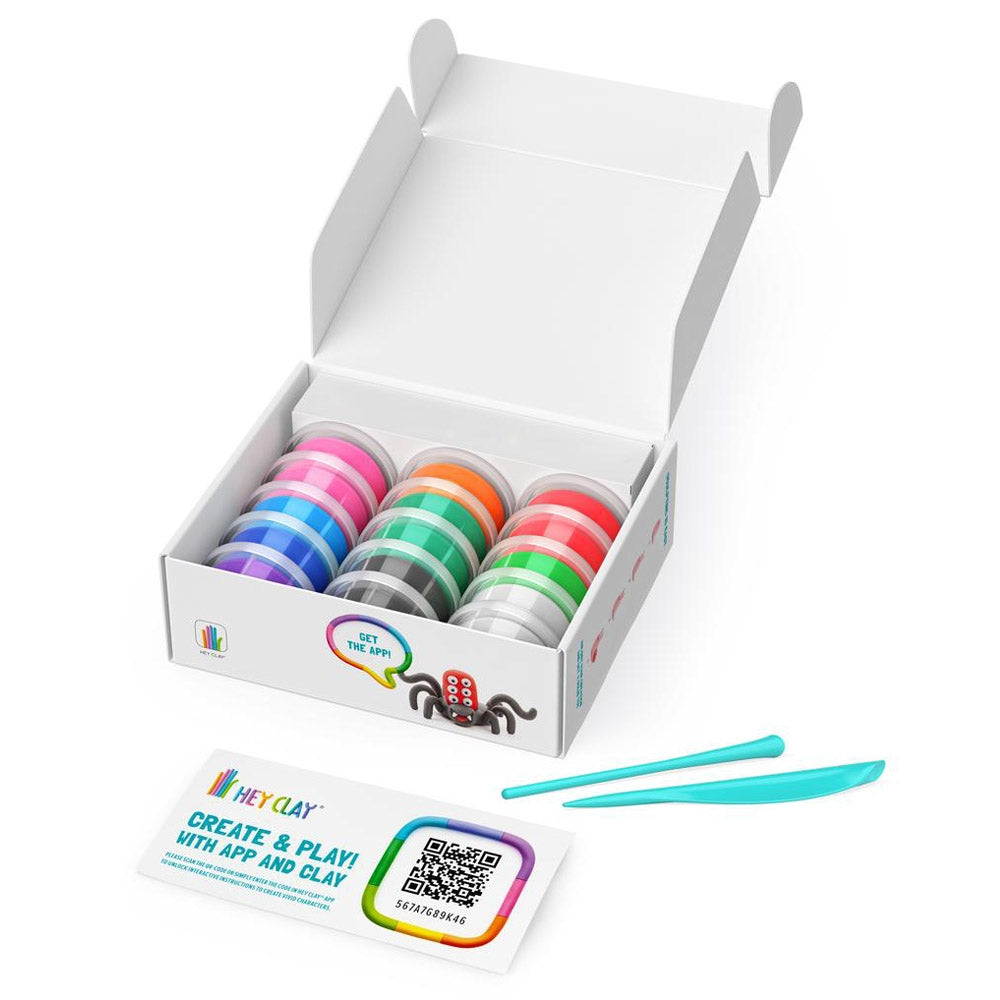 HEY CLAY - Bugs Set-Colourful Modeling Kids-Air Dry Clay Kit 15 cans and Sculpting Tools with Fun Interactive Instructions App, Multicoloured