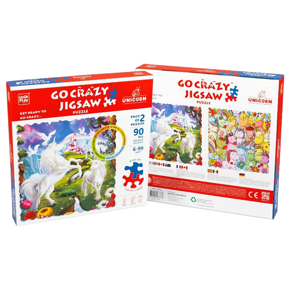 Unik Play - Go Crazy Jigsaw Puzzle | Attractive Cartoon Print Puzzle | 2 Puzzle Trays - Unicorn | Kids and Adults 6+