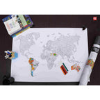 Unik Play - Colouring World Map Geography | Adult Colouring Wall Poster, Party Activity Home, Décor Painting Gifts