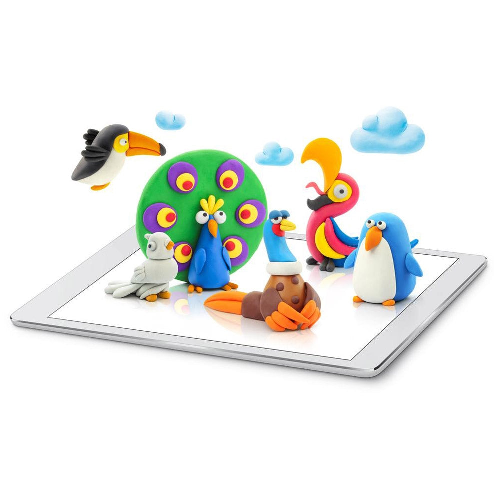 HEY CLAY - Birds Set-Colourful Modeling Kids-Air Dry Clay Kit 15 cans and Sculpting Tools with Fun Interactive Instructions App, Multicoloured