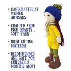 Happy Threads Handmade Crocheted Kelly Doll (12 inch) – Yellow | Crochet Toys | Child Safe | for Babies 6 Months & Above | Dolls for Boys/Girls| for Birthday Gift | Decorative Items for Room