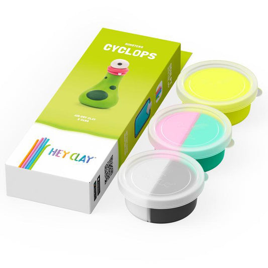 HEY CLAY – DIY Cyclops Plastic Creative Modelling Air-Dry Clay For Kids 3 Cans