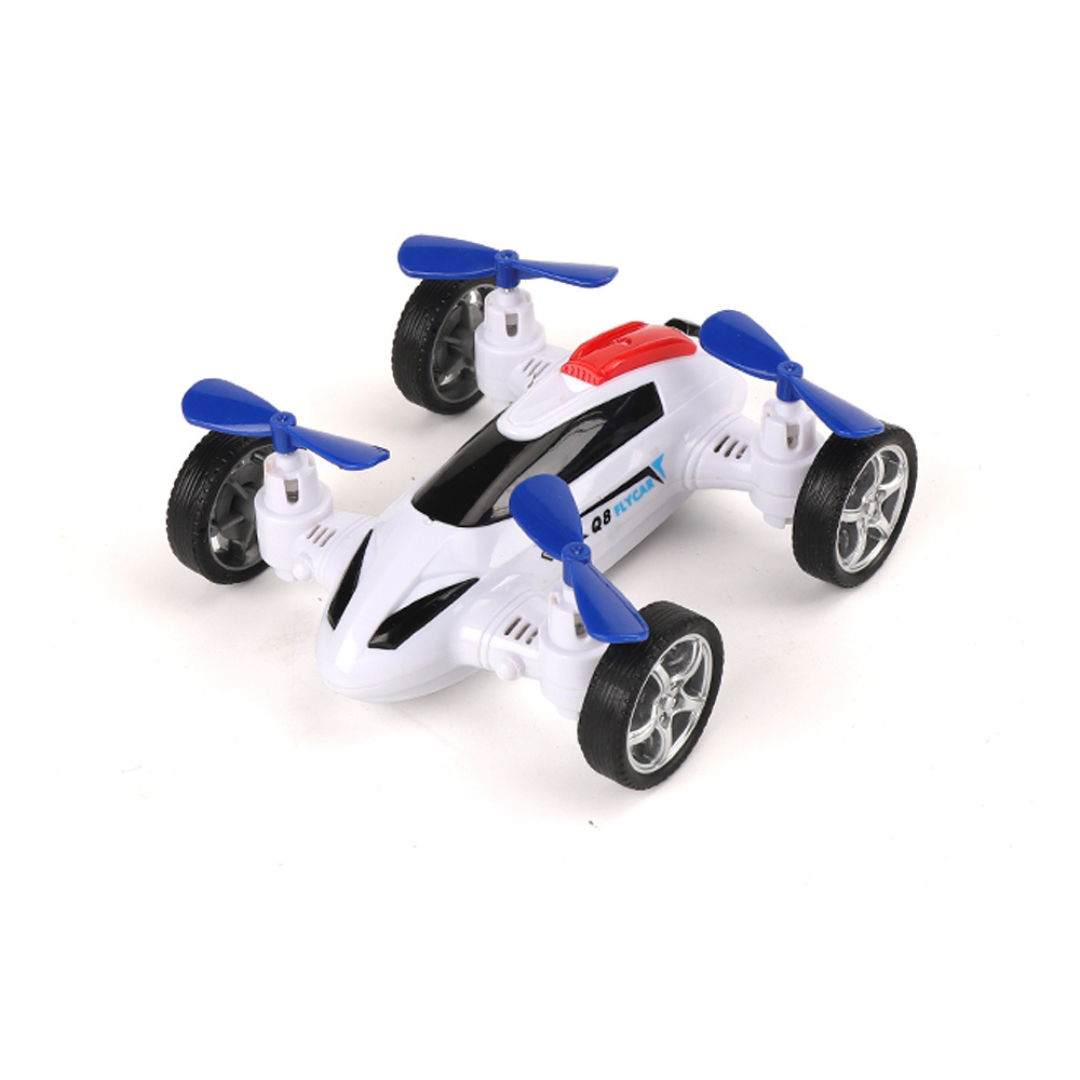 D-Power - Friction-Powered Fly Car with Rotating Propellers - White | Fun, Battery-Free Toy for Kids | Age 3+