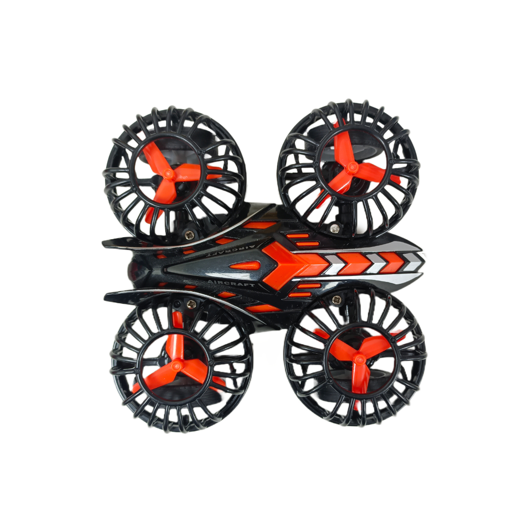 D-Power - Friction-Powered Fly Car with Rotating Propellers – Black | Fun, Battery-Free Toy for Kids | Age 3+