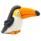 HEY CLAY -DIY Birds: Toucan, Penguin, Peacock Plastic Creative Modelling Air-Dry Clay For Kids 6 Cans